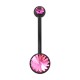Black Bioflex Belly Button Ring w/ 19mm Bar and Two Pink Strass