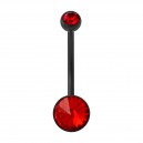 Black Bioflex Belly Button Ring w/ 19mm Bar and Two Red Strass