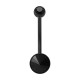 Bauchnabelpiercing Bioflex Schwarz Stab 19 mm Zwei Strass Schwarz