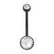 Black Bioflex Belly Button Ring w/ 19mm Bar and Two White Strass