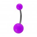 Opaque Purple Acrylic Navel Bar Belly Button Ring w/ Balls