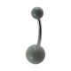 Opaque Gray Acrylic Navel Bar Belly Button Ring w/ Balls