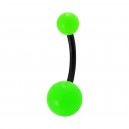 Opaque Green Balls Black Bar Bioplast Belly Button Ring