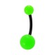 Piercing Ombligo Bioplast Barra Negra Bolas Verde Opaco