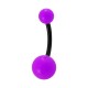 Opaque Purple Balls Black Bar Bioplast Belly Button Ring