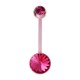 Pink Bioflex Belly Button Ring w/ 19mm Bar and Two Pink Strass