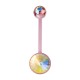Pink Bioflex Belly Button Ring w/ 19mm Bar and Two Light Rainbow Strass