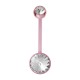 Pink Bioflex Belly Button Ring w/ 19mm Bar and Two White Strass
