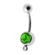 Light Green Strass Navel Belly Button Ring with Pendant-Clip