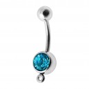 Turquoise Strass Navel Belly Button Ring with Pendant-Clip