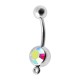Rainbow Strass Navel Belly Button Ring with Pendant-Clip