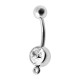 White Strass Navel Belly Button Ring with Pendant-Clip