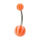 Orange/White Bicolor Acrylic Navel Bar Belly Button Ring