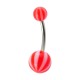 Red/White Bicolor Acrylic Navel Bar Belly Button Ring