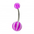Purple/White Bicolor Acrylic Navel Bar Belly Button Ring