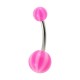 Pink/White Bicolor Acrylic Navel Bar Belly Button Ring
