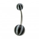 Black/White Bicolor Acrylic Navel Bar Belly Button Ring