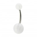 Transparent/White Bicolor Acrylic Navel Bar Belly Button Ring