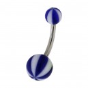 Piercing Ombligo Acrílico Balón 8 Lados Azul