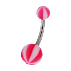 Piercing Ombligo Acrílico Balón 8 Lados Rosa