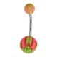 Pink/Green Colorful Checkerboard Acrylic Belly Button Ring