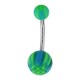Green/Blue Colorful Checkerboard Acrylic Belly Button Ring