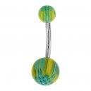 Yellow/Blue Colorful Checkerboard Acrylic Belly Button Ring