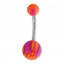 Orange/Purple Colorful Checkerboard Acrylic Belly Button Ring