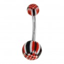 Black/Red Colorful Checkerboard Acrylic Belly Button Ring