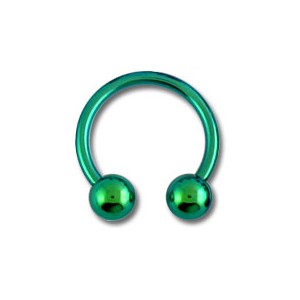 Green Anodized Grade 23 Titanium Tragus / Earlob Ring w/ Two Balls