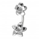 Two Plumerias Casting Metallized Silver & 316L Steel Belly Ring