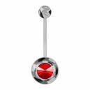 Clear 19mm Bioflex Belly Button Ring w/ 10mm Base Red Strass