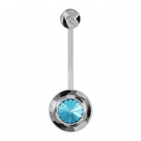 Piercing Nombril Bioflex Clear 19 mm Strass Turquoise Base 10 mm