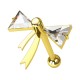 Helix-Piercing Stahl 316L Golden Schmetterlingsschleife Zwei Strass