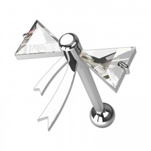 Helix-Piercing Stahl 316L Metallisiert Schmetterlingsschleife Zwei Strass