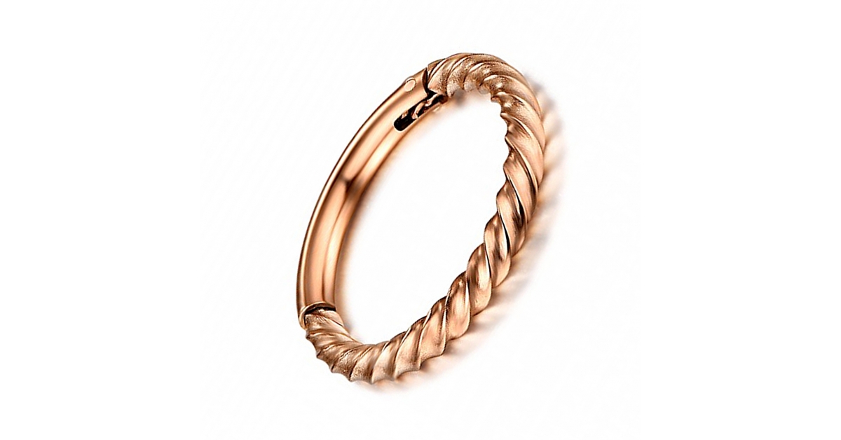 Rose Gold Anodized Twisted Clicker Piercing Segment/Conch Ring