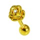 Helix-Piercing Stahl 316L Golden Rosenblätter Strass Weiß