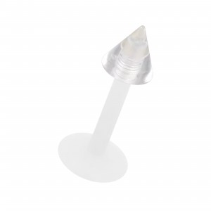 Labret- / Tragus-Piercing Stecker Bioflex Weiß Transparent Spitze