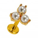 Knorpel-Piercing Stahl 316L Gold Rosa Drei Falsche Perle