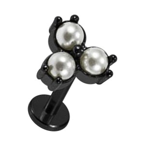 Knorpel-Piercing Stahl 316L Schwarz Drei Falsche Perle