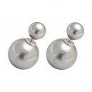 Ohrringe Silber 925 Doppeltes Kunstperle Metallisiert Pearly