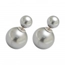 Pearly Metallized Double Fake Pearl 925 Silver Earrings Ear Pair