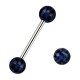 Blue/Black 316L Steel Checkered Barbell Tongue Ring