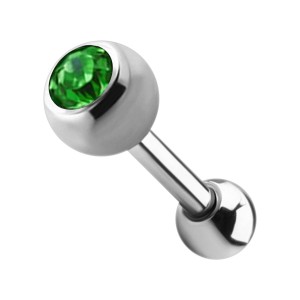 Tragus-Piercing Stahl 316L Kugel 4 mm Strass Dunkelgr&uuml;n