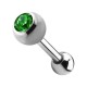 Tragus-Piercing Stahl 316L Kugel 4 mm Strass Dunkelgrün