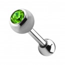 Tragus-Piercing Stahl 316L Kugel 4 mm Strass Hellgrün