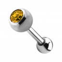 Tragus-Piercing Stahl 316L Kugel 4 mm Strass Gelb