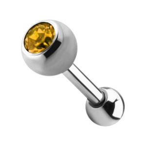 Tragus-Piercing Stahl 316L Kugel 4 mm Strass Gelb