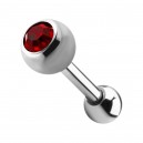 Tragus-Piercing Stahl 316L Kugel 4 mm Strass Rot