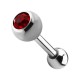 Tragus-Piercing Stahl 316L Kugel 4 mm Strass Rot